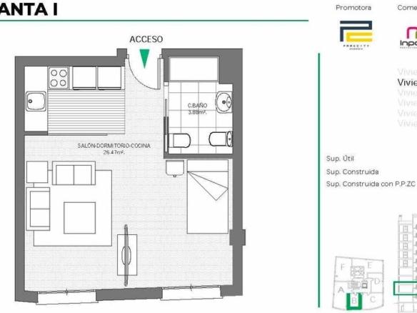Studio for sale in Pardaleras